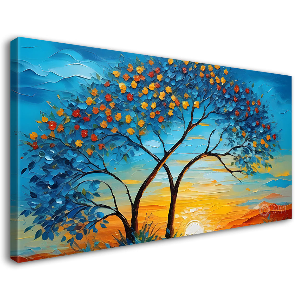 Tree with sunset painting Canvas Painting - Nature Art -599