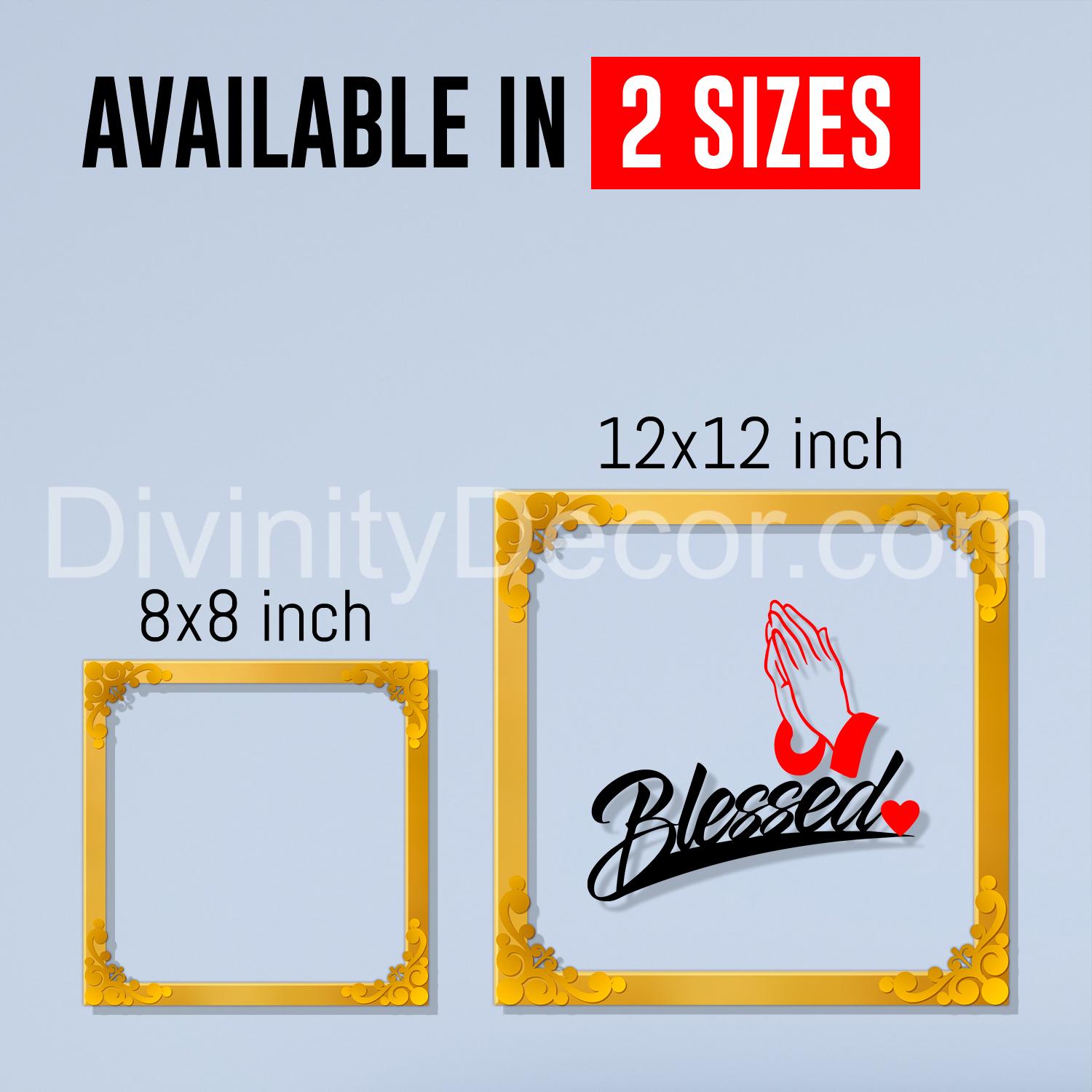 Blessed Golden Plaque for Gifting, Wall Decor Clear UV print with Golden Border-59