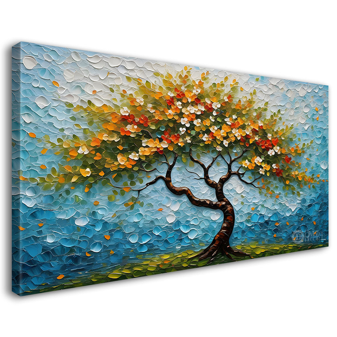 Colourful tree in textured modern art Canvas Painting - Design - Tree-59