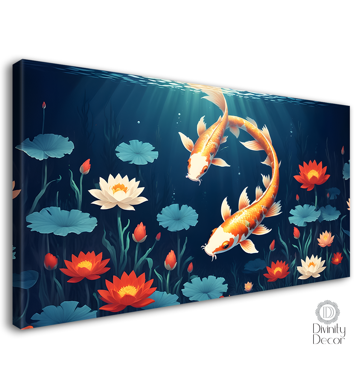 Two gold fish in the water with lotus textured art. - Design - Animal - 59