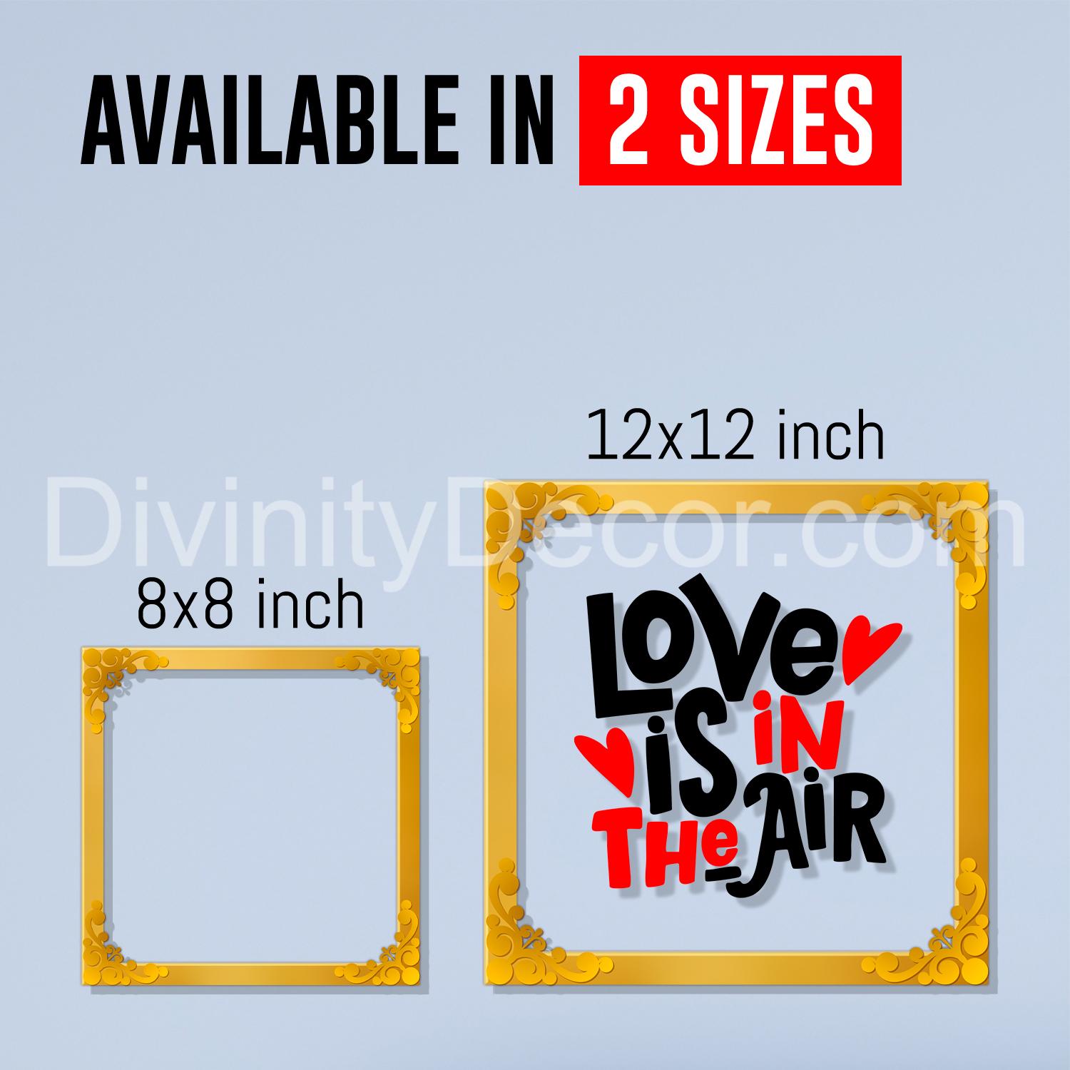 Love is in the air Golden Plaque for Gifting, Wall Decor Clear UV print with Golden Border- 5
