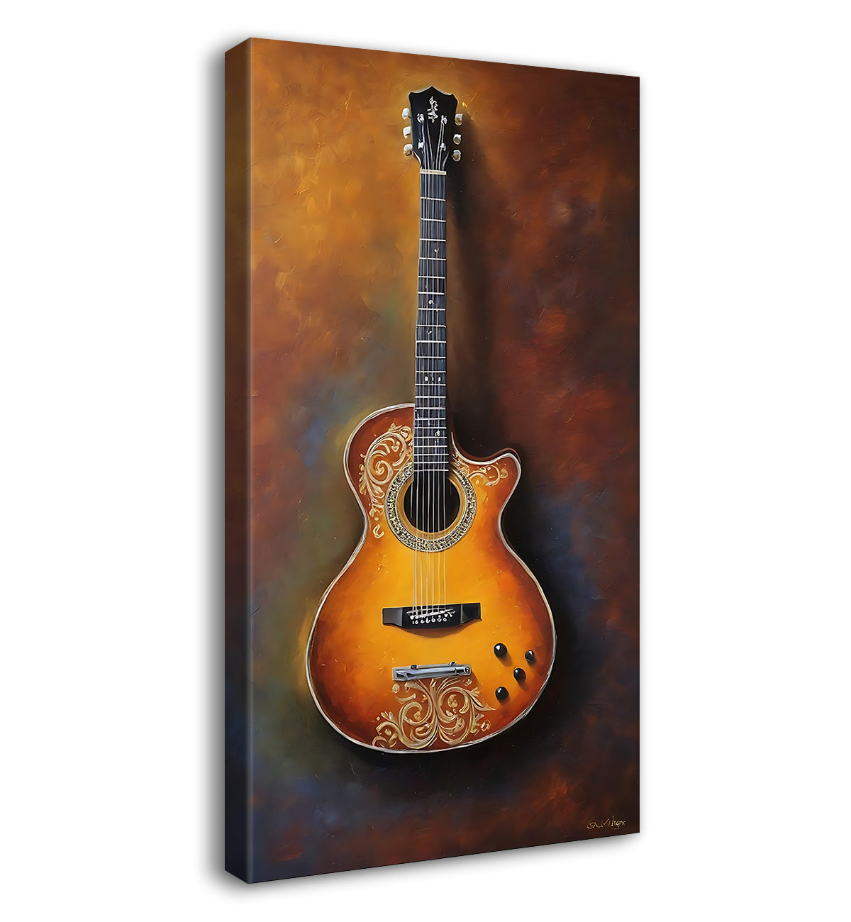 Guitar with brown background modern art Canvas Painting - Design - Modern-V-5