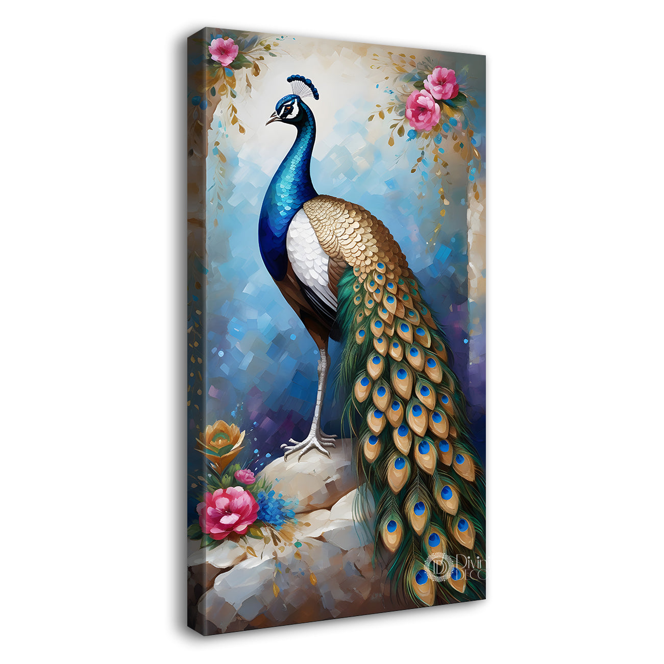 Peacockwith blue background moden art - Design - Peacock-V-5