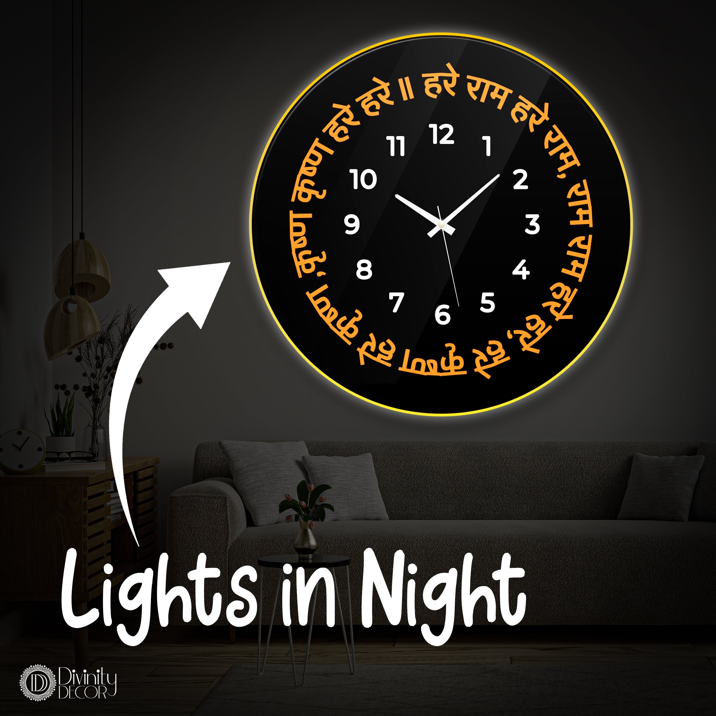 Spiritual LED Light Wall Clock - Design - 6