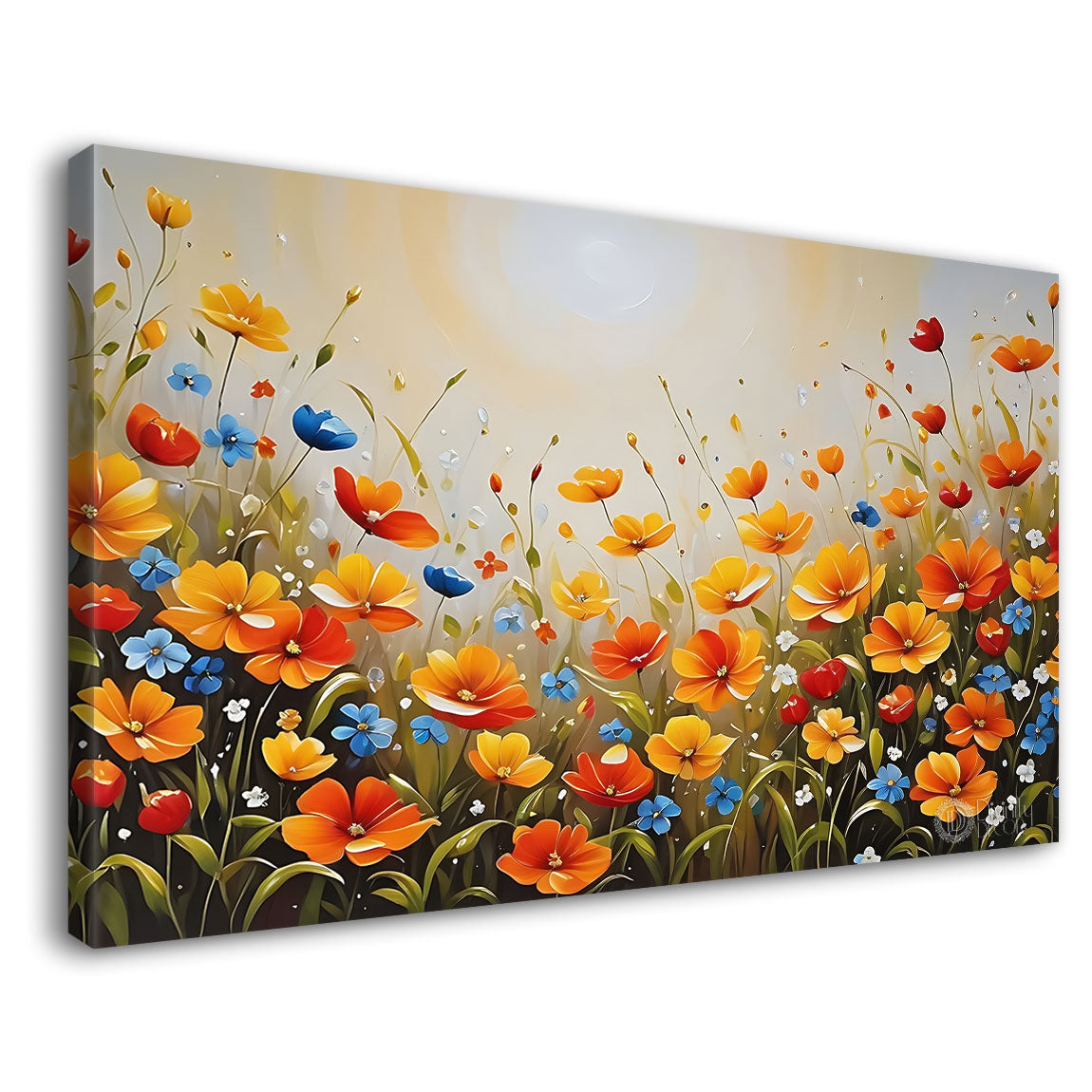 Orange flowers in light background canvas painting- Flower-600