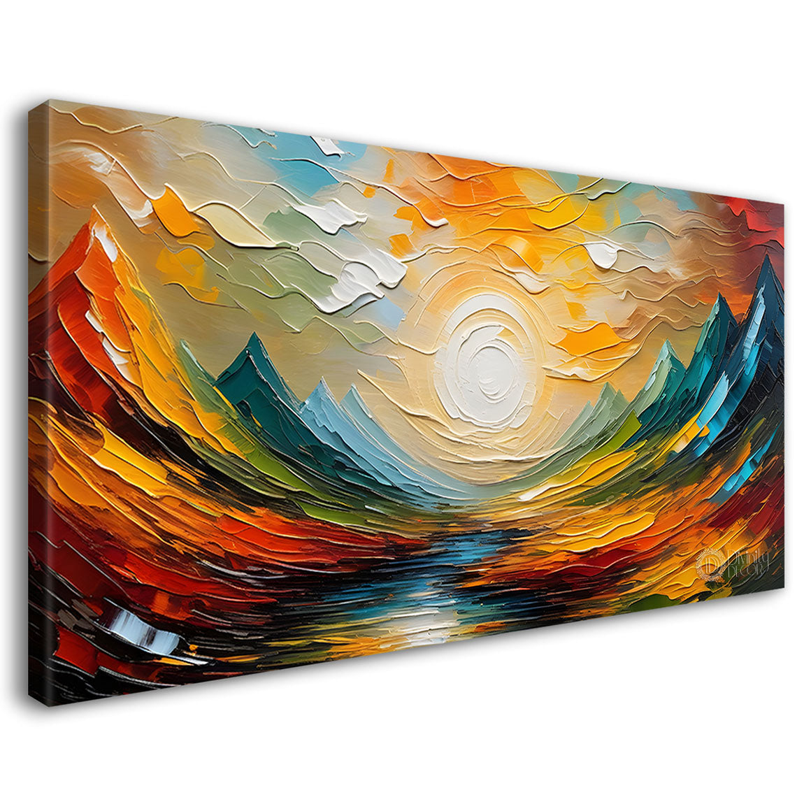 Sunset with colorful background painting Canvas Painting - Nature Art -600