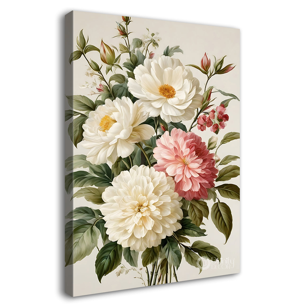 White and pink flowers in light background - Flower-V-601