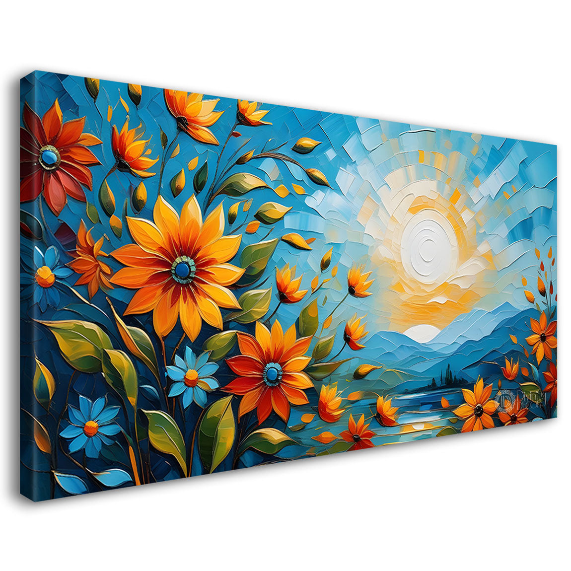 Flowers with sun painting Canvas Painting - Nature Art -603