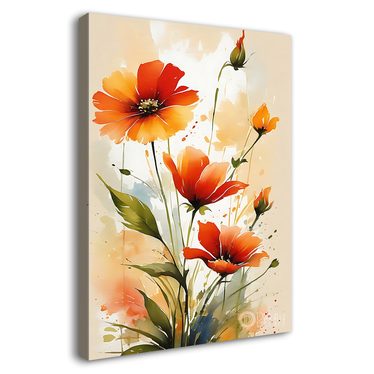 Orange flowers in light textued art  - Flower-V-604