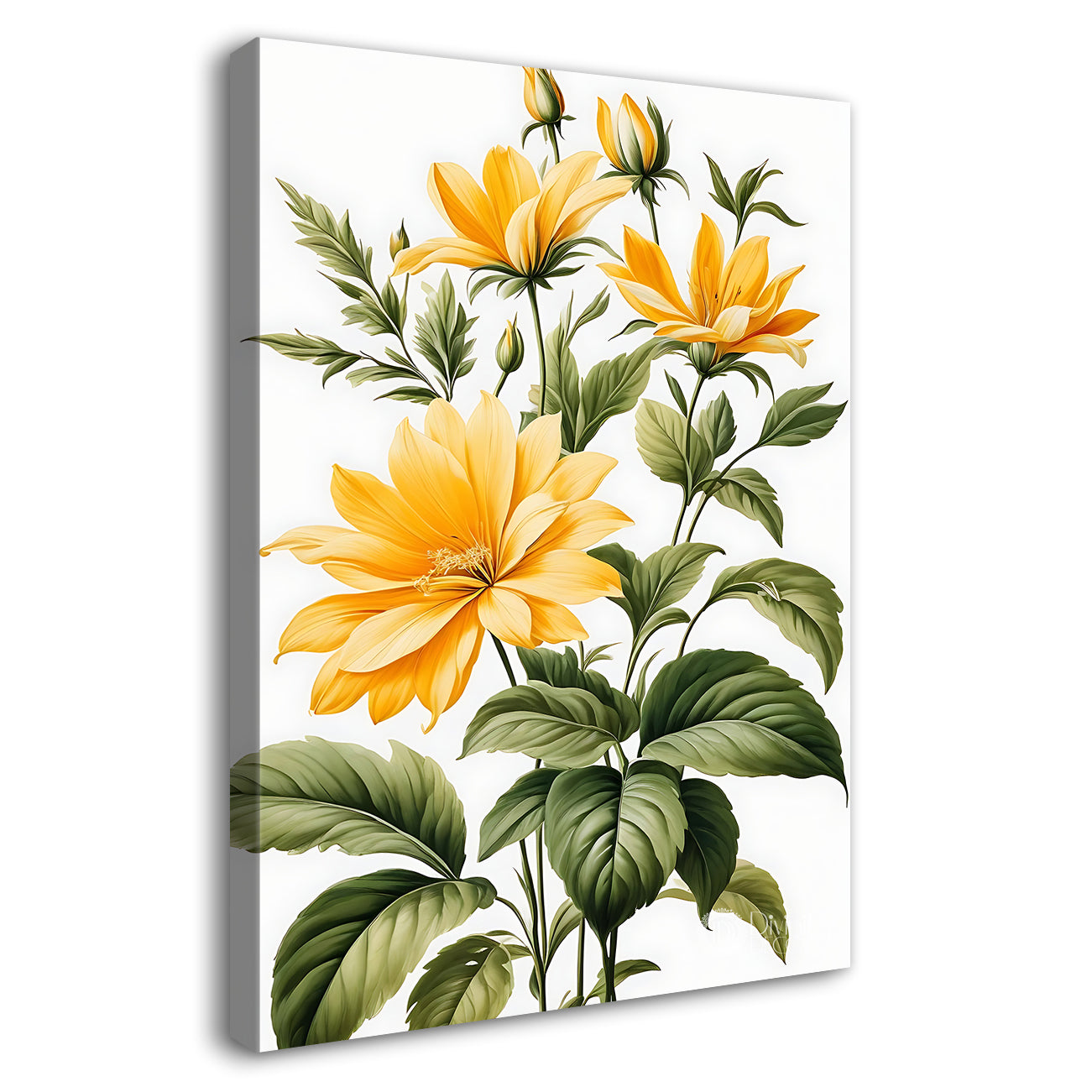 Yellow flowers in white texture background  - Flower-V-605
