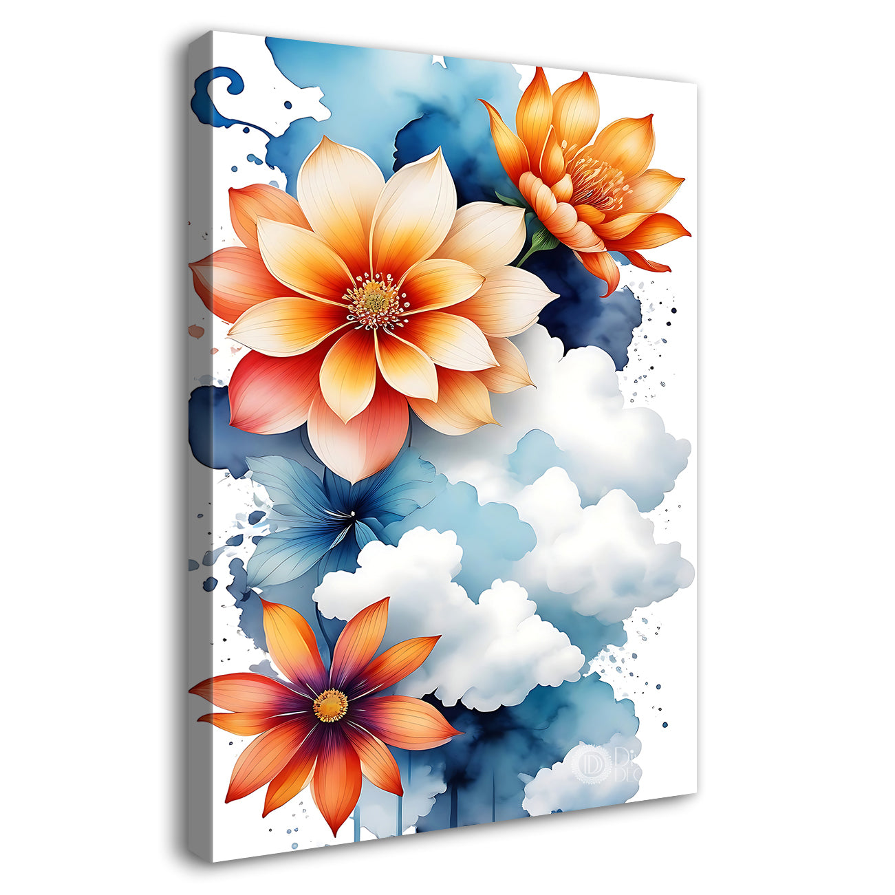 Orange flowers in water colour painting- Flower-V-607