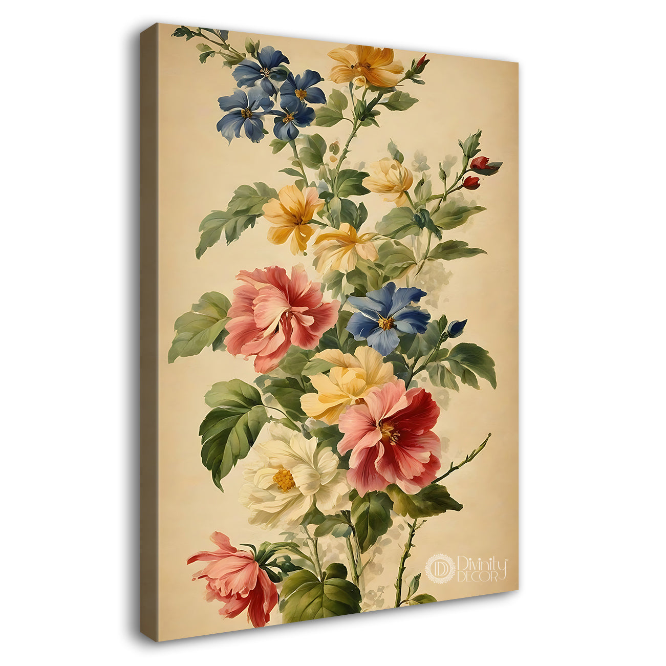 Flowers in brown background textured art - Flower-V-608