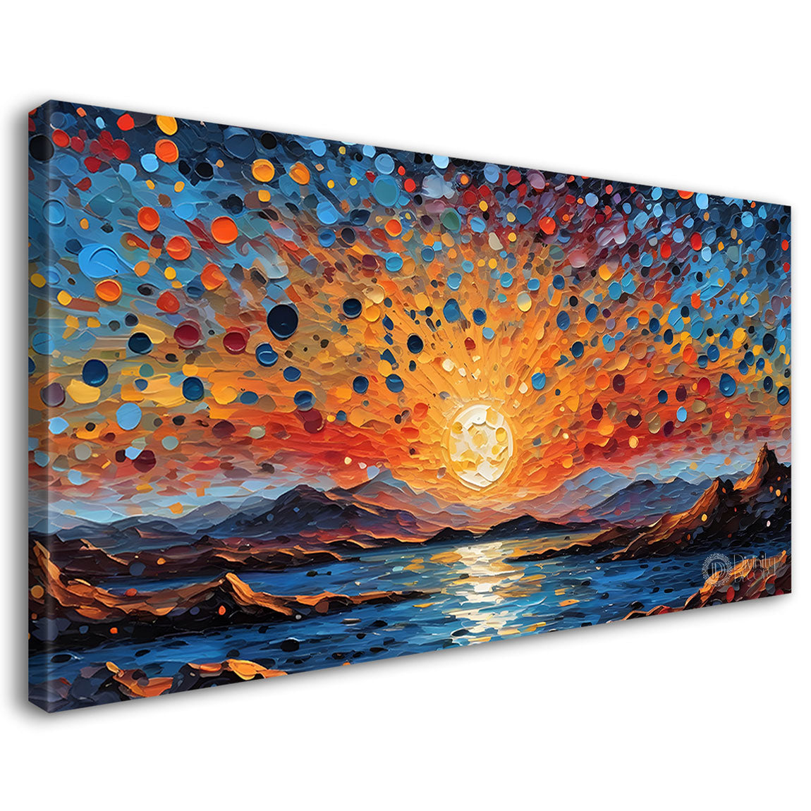 Sunset with colorful background painting Canvas Painting - Nature Art -608