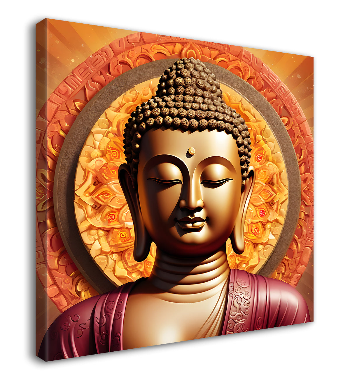 Golden buddha with mandala painting 24x24 inch Buddha-S-60