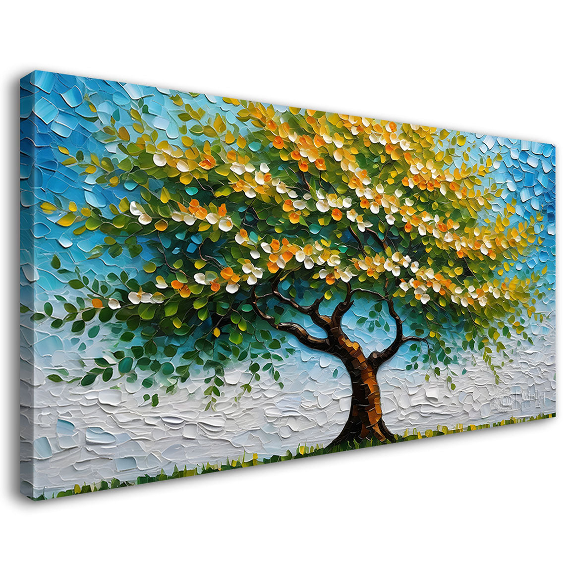 Colourful tree in textured modern art Canvas Painting - Design - Tree-60