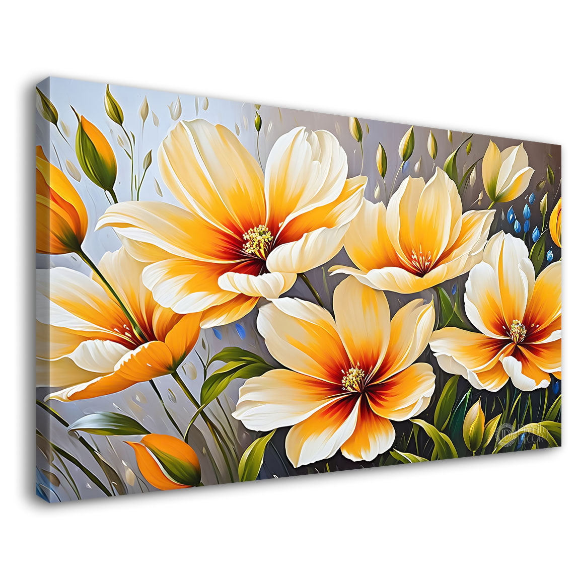 Yellow flowers in light background canvas painting- Flower-611