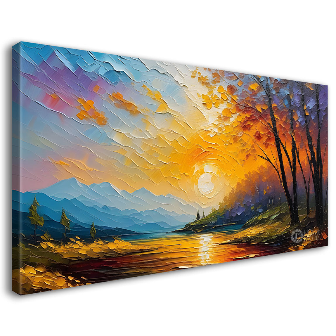 Sunset with trees painting Canvas Painting - Nature Art -612