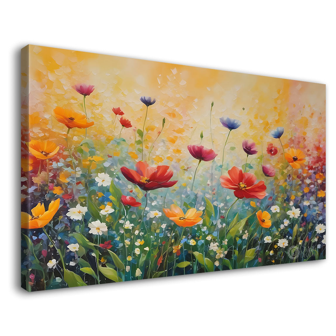 Orange and red flowers in light background canvas painting- Flower-613