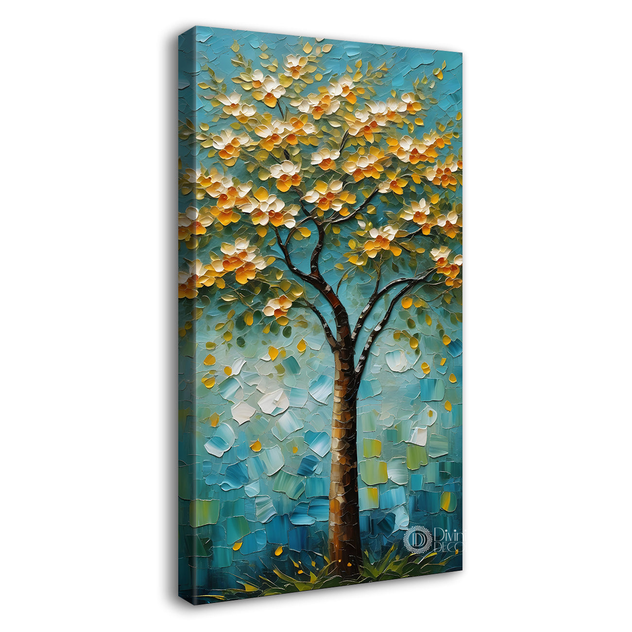 Orange tree in textured modern art Canvas painting - Tree-V-61