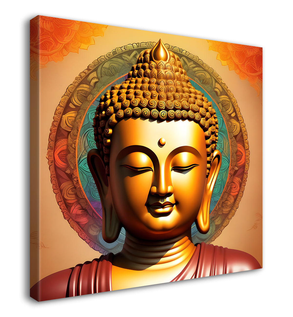 Golden buddha with mandala painting 24x24 inch Buddha-S-61