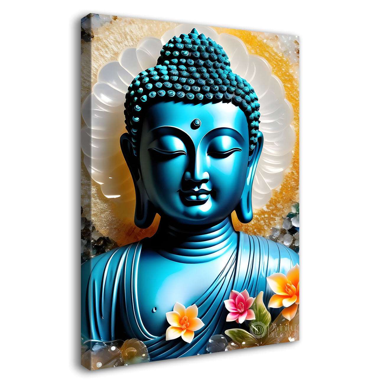 Blue buddha with light background painting  - Buddha-V-61