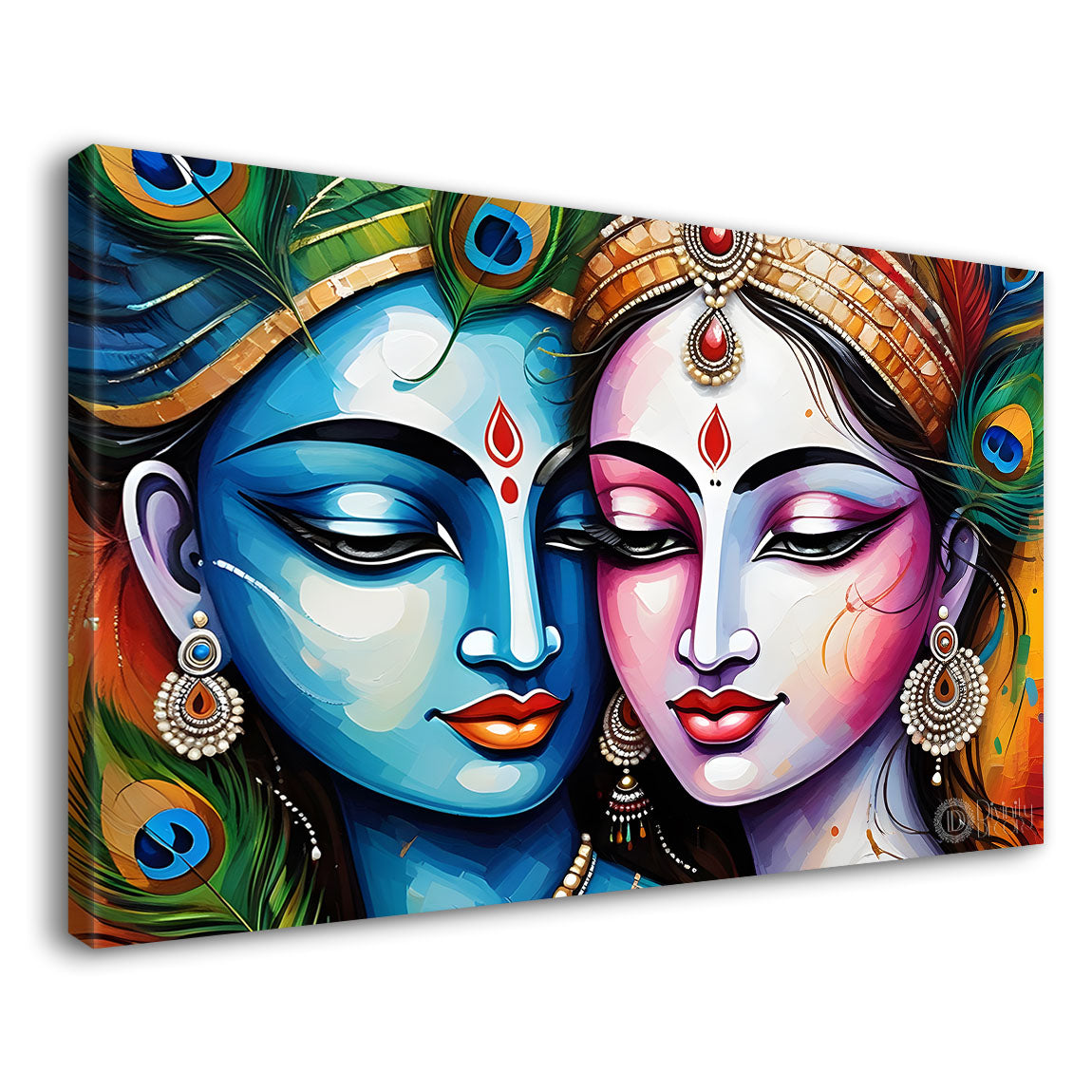 Blue face Krishna and Radha painting Canvas Painting - Design - Krishna-61