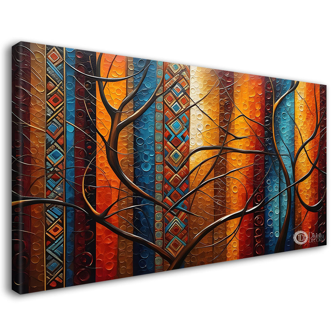 Broad leaf tree textured modern art Canvas Painting - Design - Modern-L-61