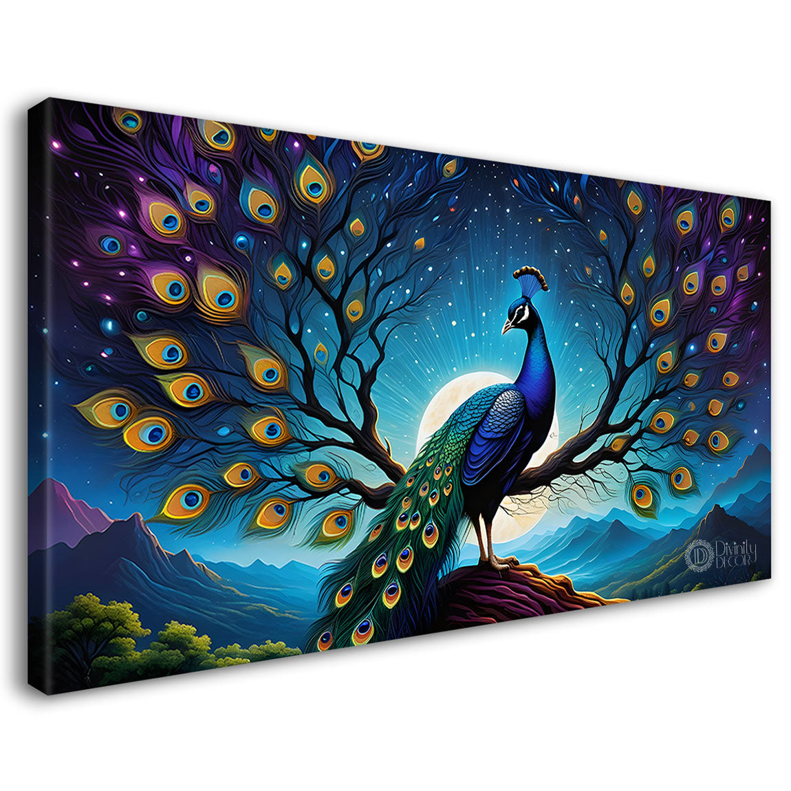 Peacock on the branch oil painting Canvas Painting - Design - Peacock-62