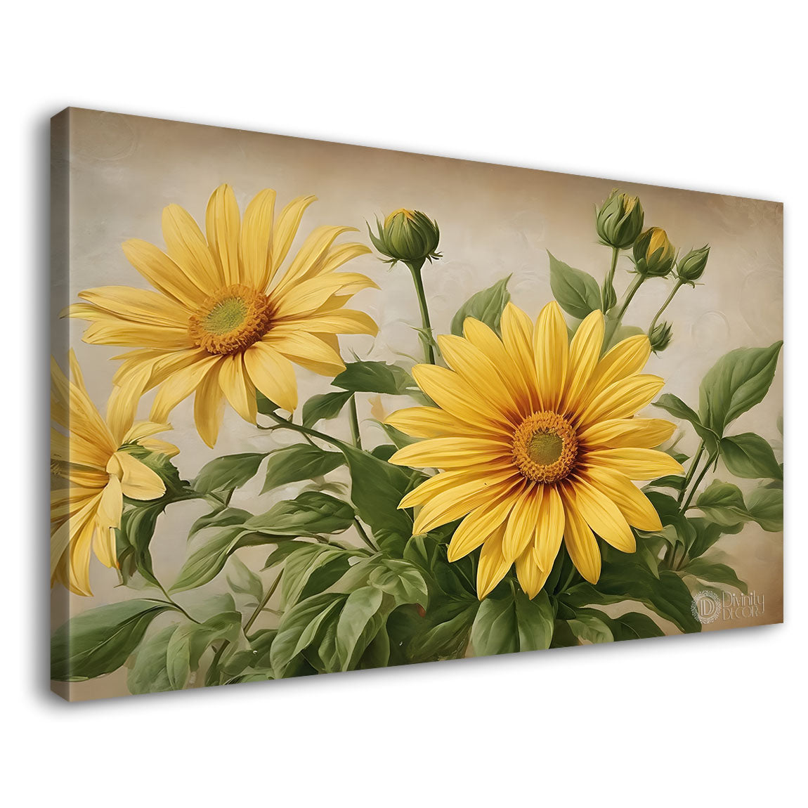 Sunflowers in light background canvas painting- Flower-624