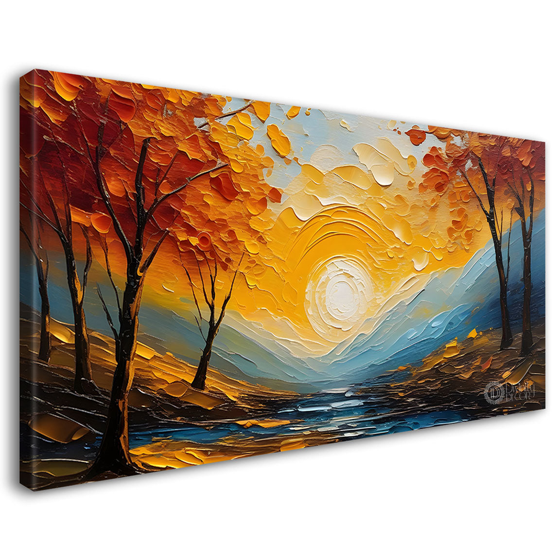 Orange trees with sunrise painting Canvas Painting - Nature Art -639