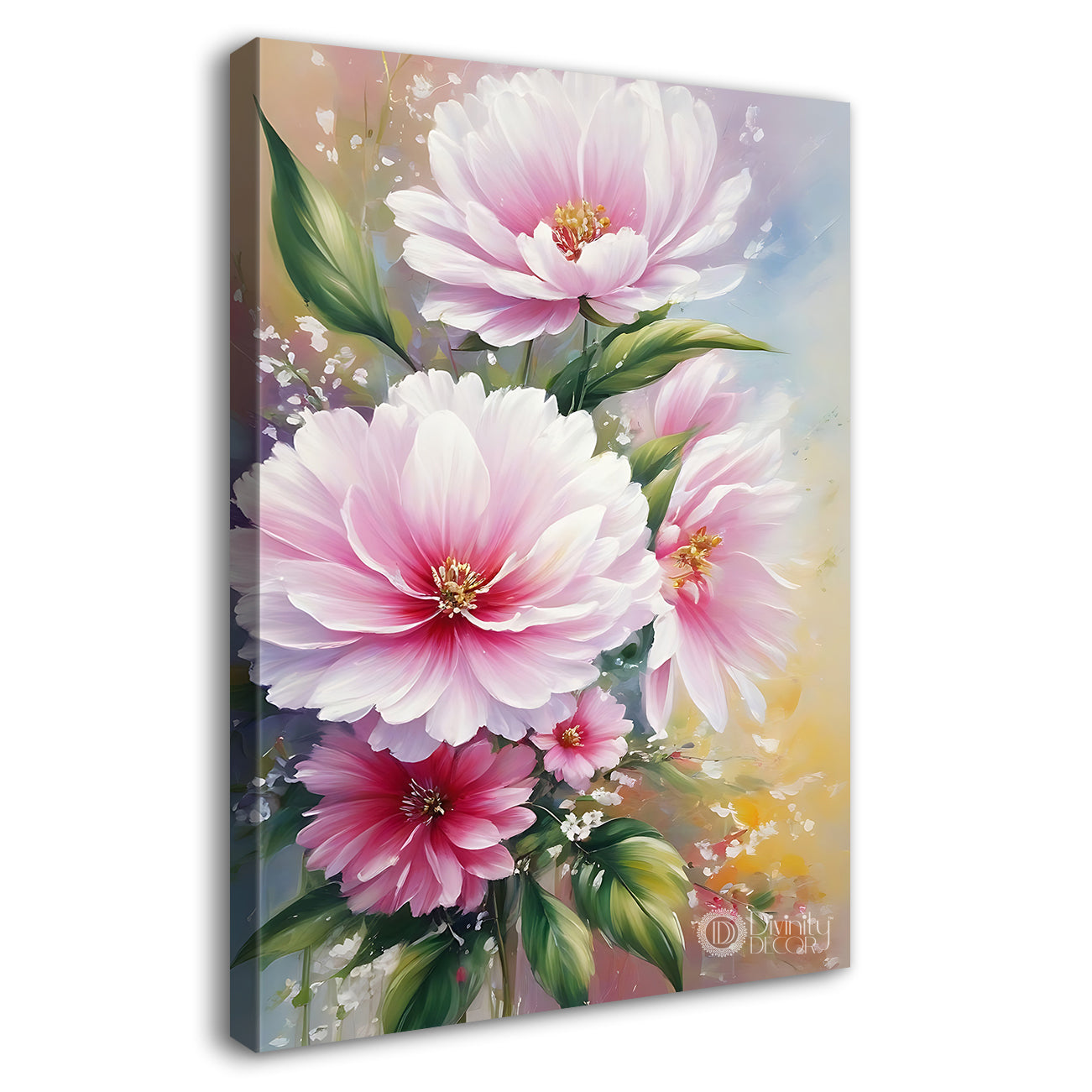 Pink flowers in grey textured background - Flower-V-639