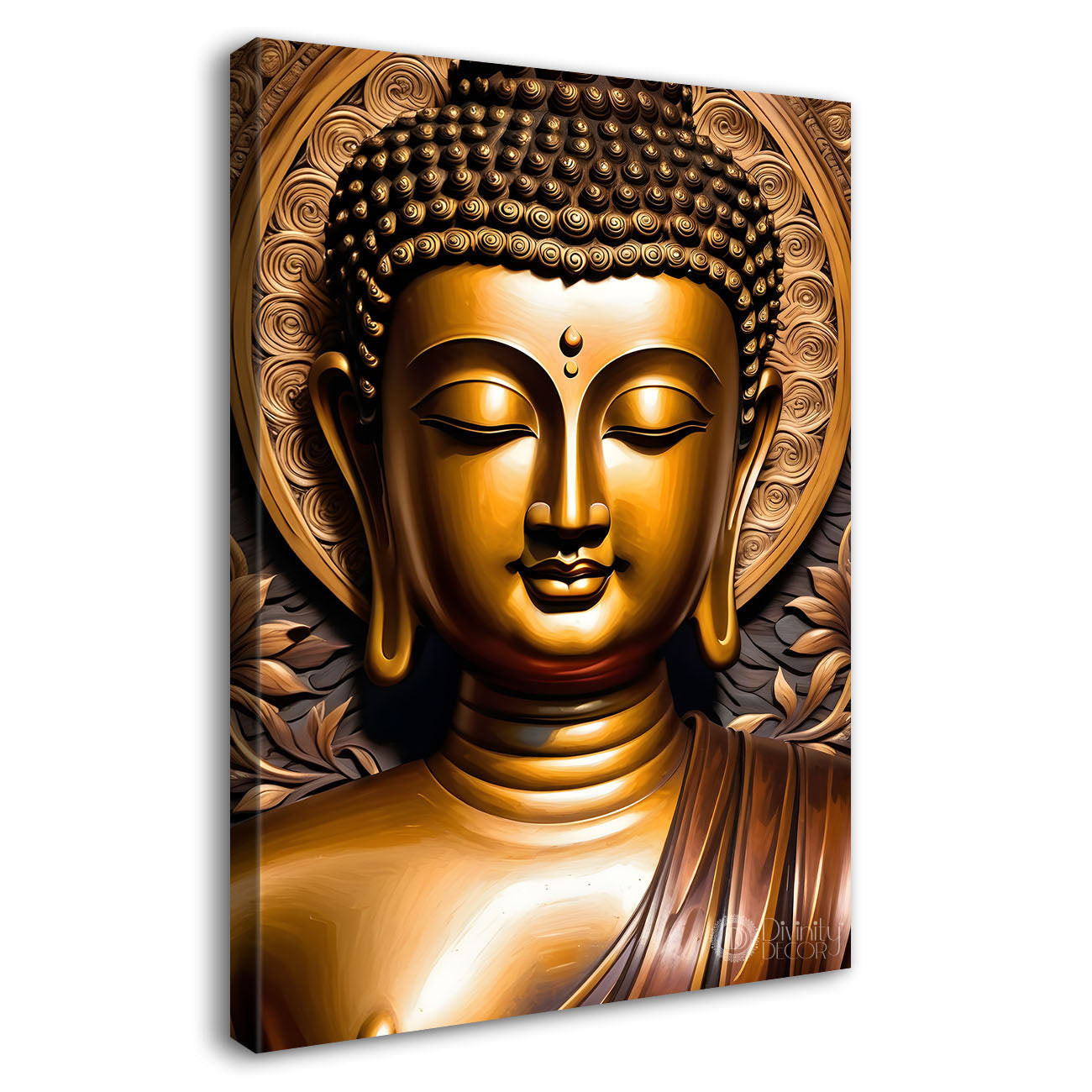 Golden buddha with brown background painting - Buddha-V-63