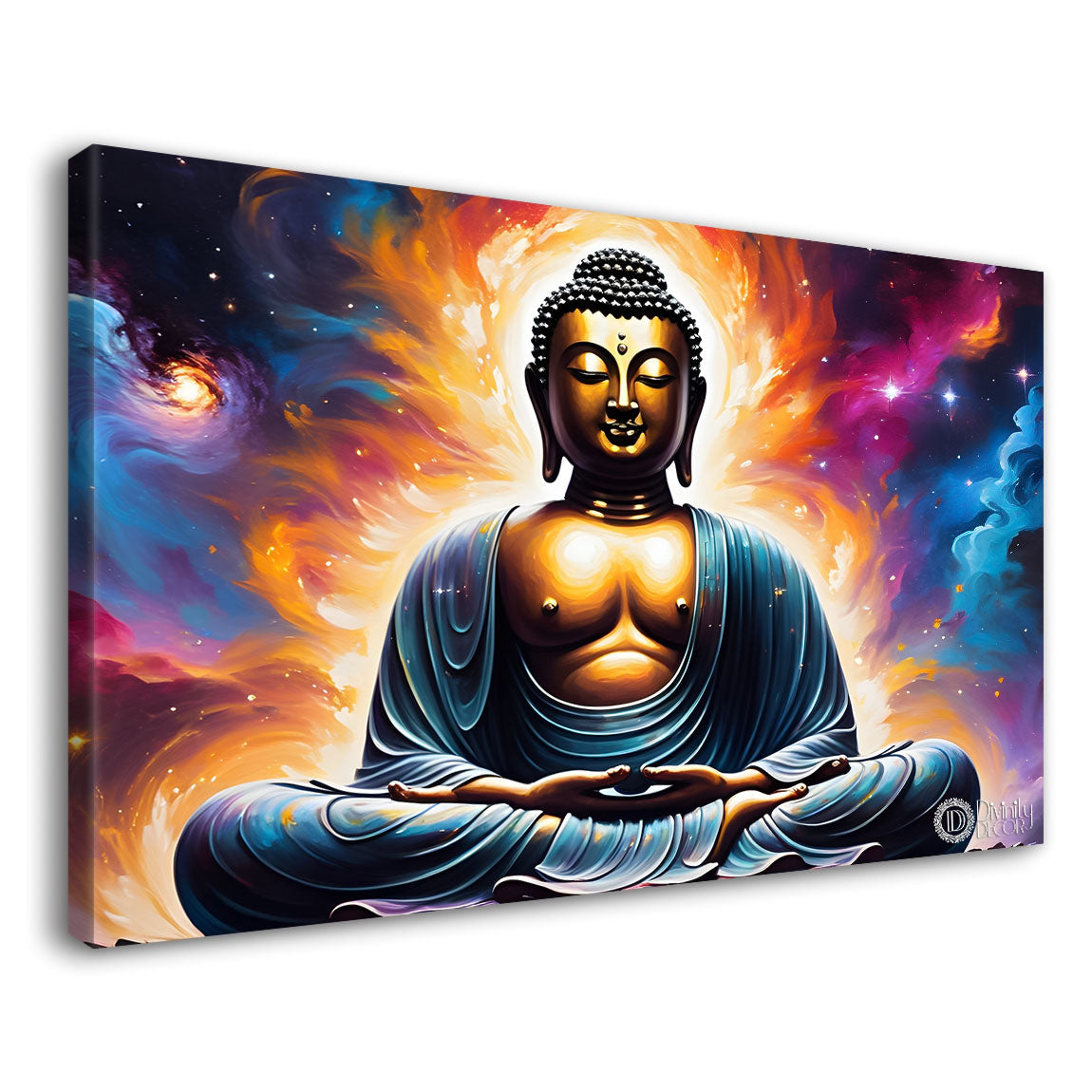 Buddha with galaxy textured painting Canvas Wall Painting - Buddha-63