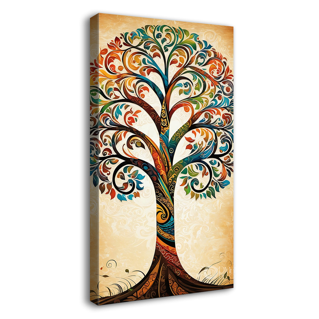 Colourful tree in bright textured modern art Canvas painting - Tree-V-63