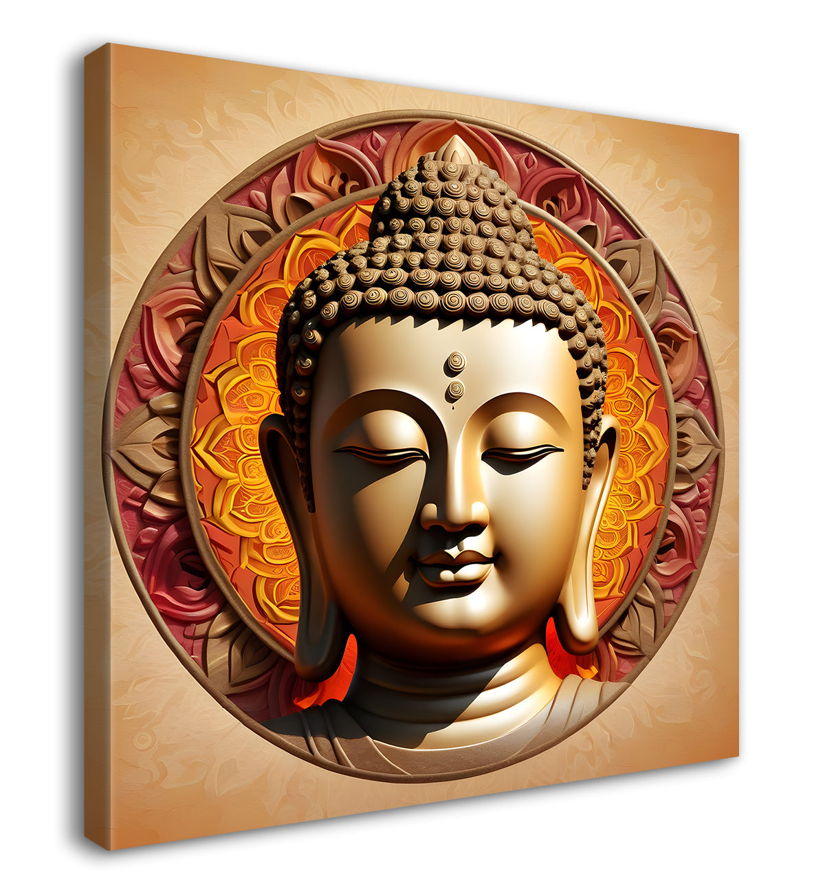 Golden buddha with mandala painting 24x24 inch Buddha-S-63
