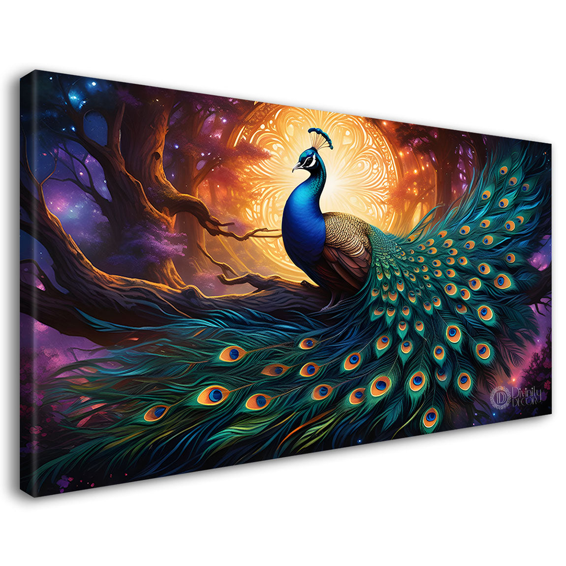 Peacock on the branch oil painting Canvas Painting - Design - Peacock-64