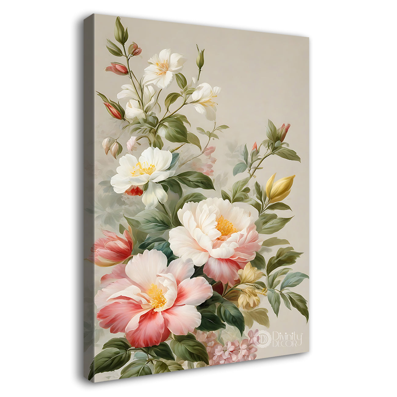 Pink flowers in grey textured background - Flower-V-640