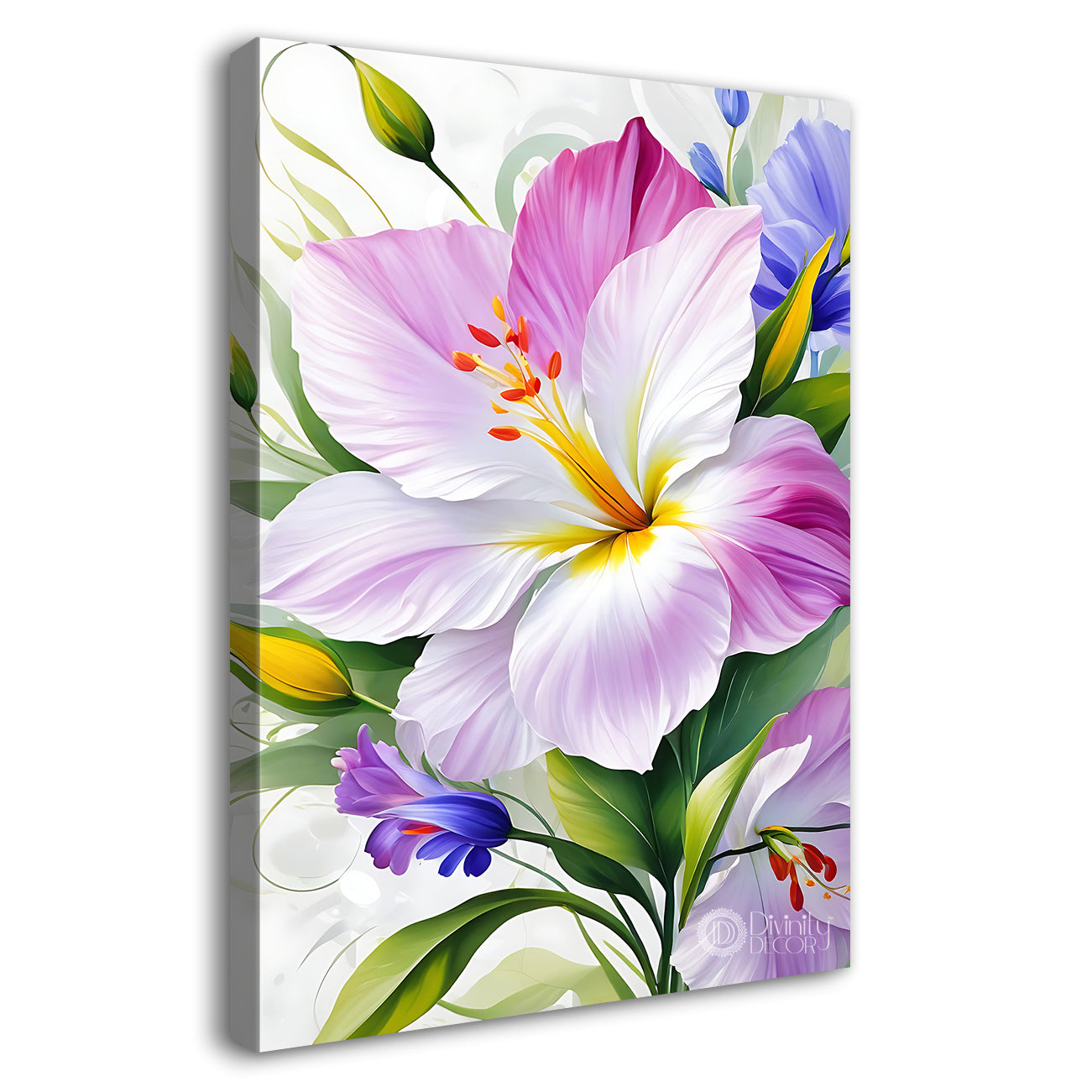 Pink flowers in white textured background  - Flower-V-641