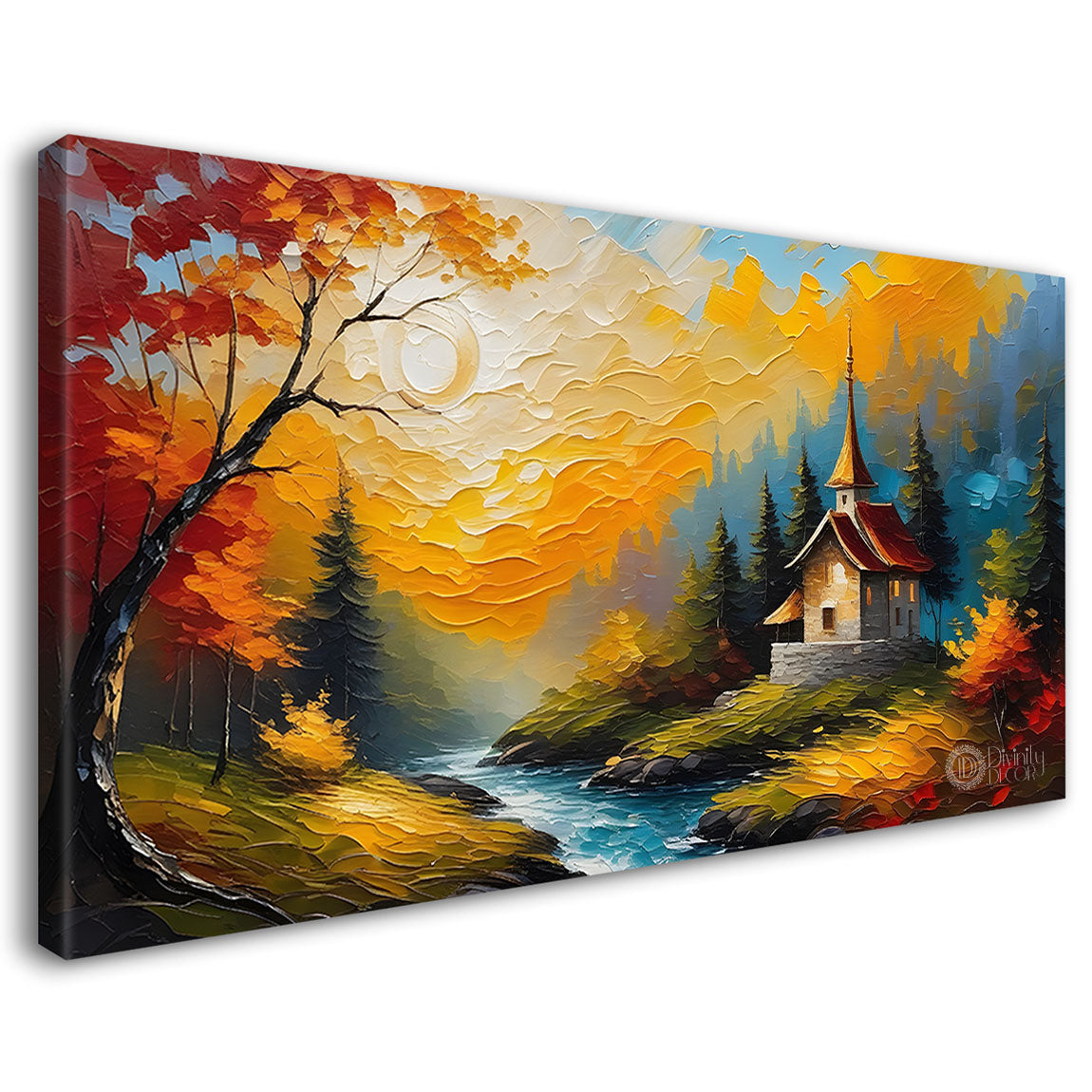 Trees and lake painting Canvas Painting - Nature Art -642