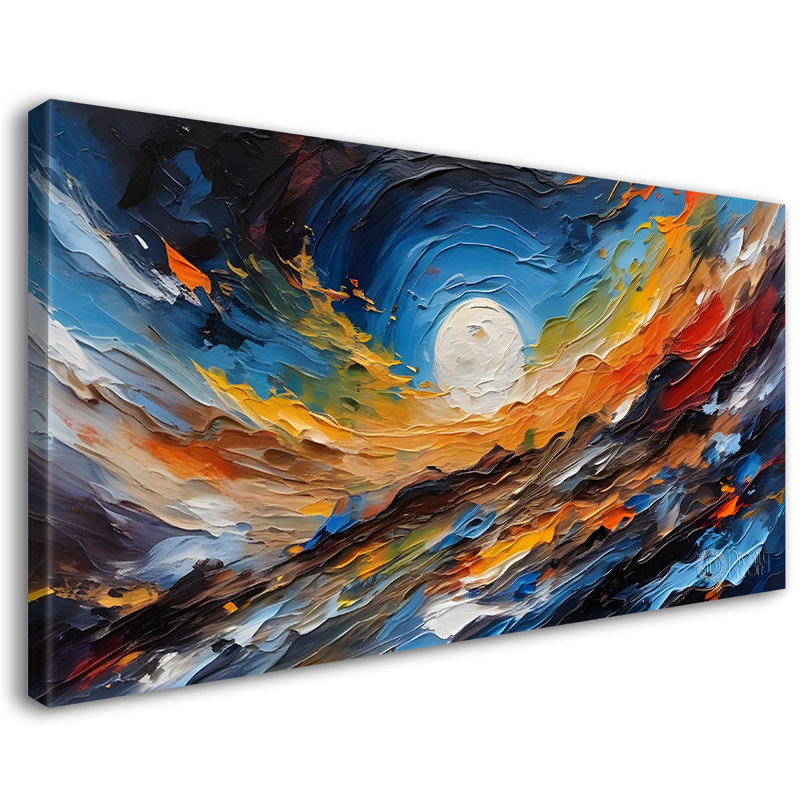 Moon with colorful sky painting Canvas Painting - Nature Art -644