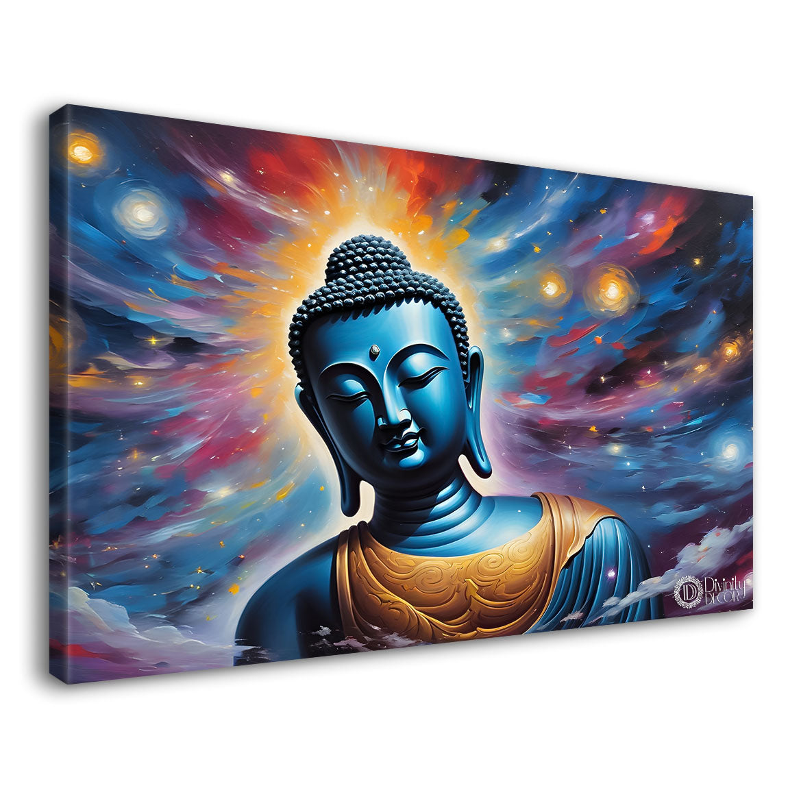 Buddha with galaxy textured painting Canvas Wall Painting - Buddha-64