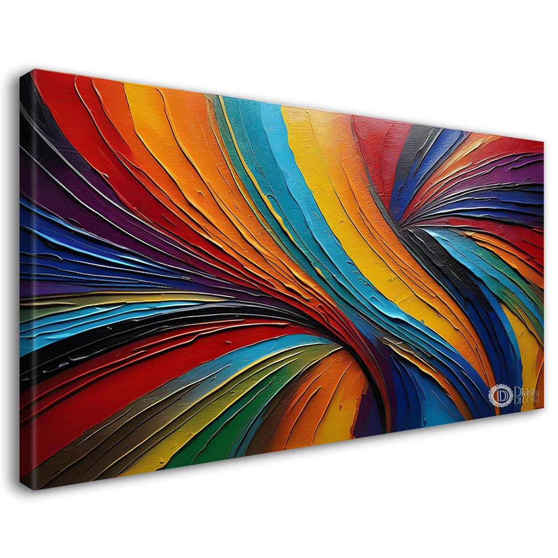 Colorful waves textured modern art Canvas Painting - Design - Modern-L-64