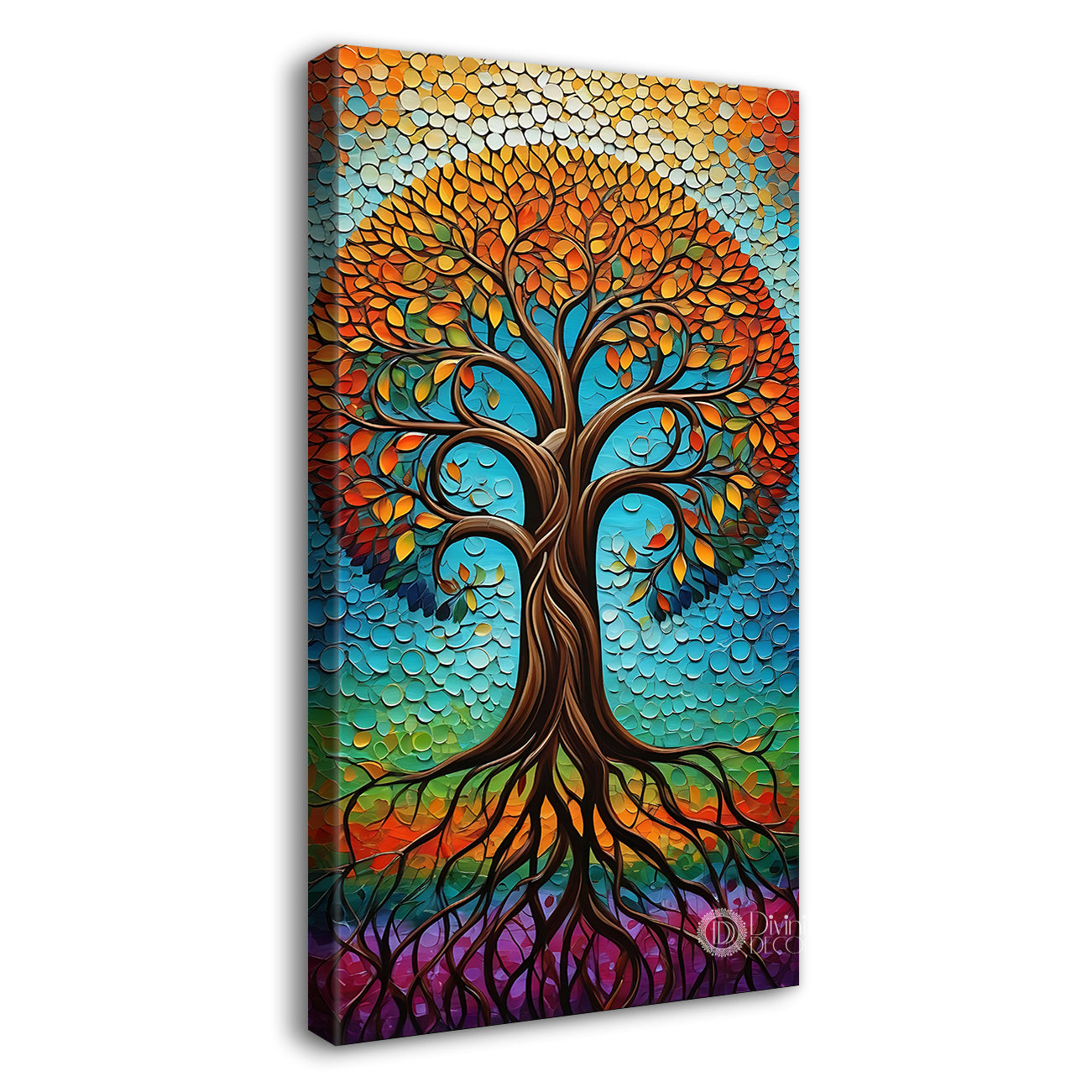 Colourful tree in bright textured modern art Canvas painting - Tree-V-64