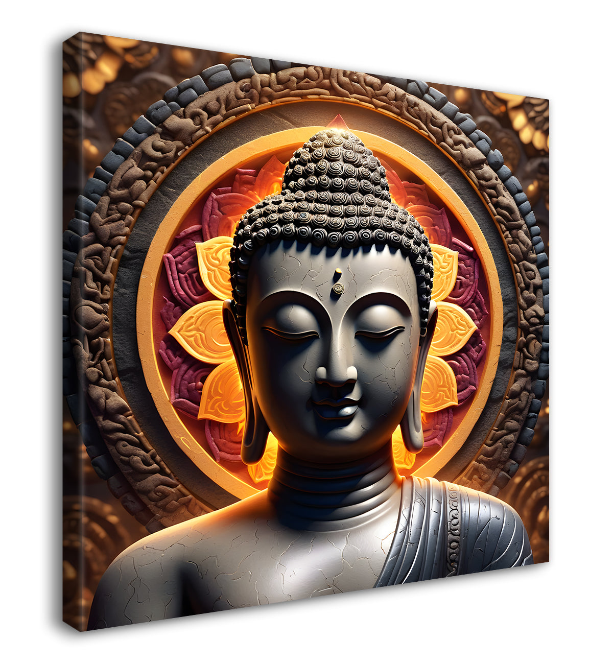 Dark stone buddha painting  24x24 inch Buddha-S-64