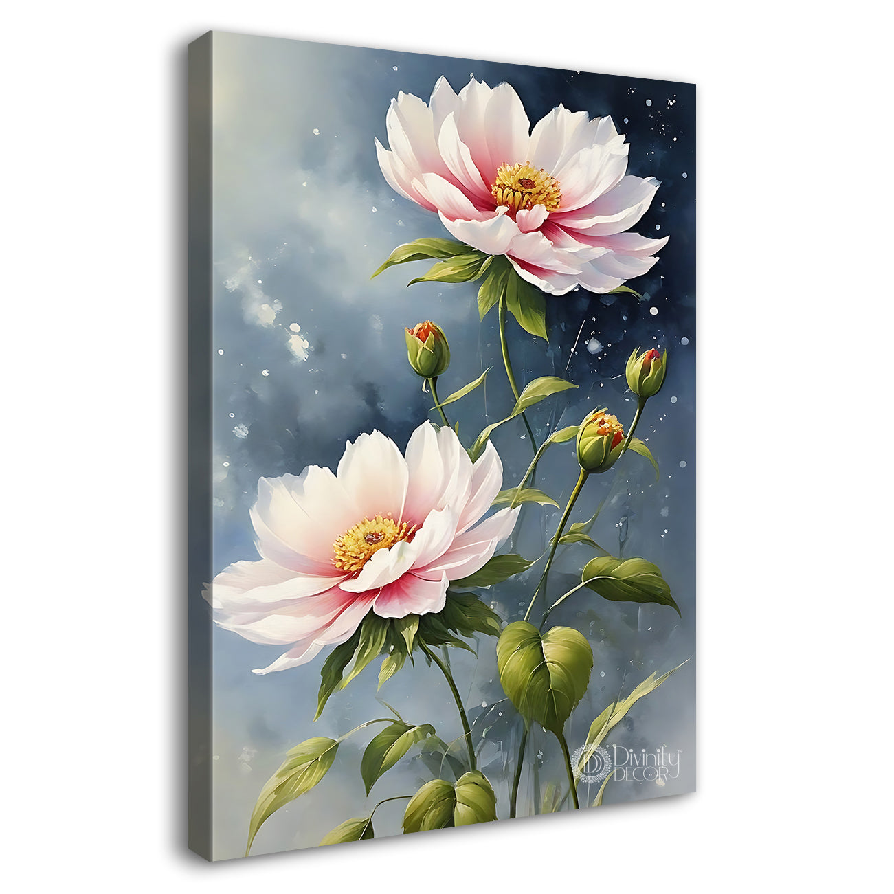 Pink flowers in grey textured background  - Flower-V-651