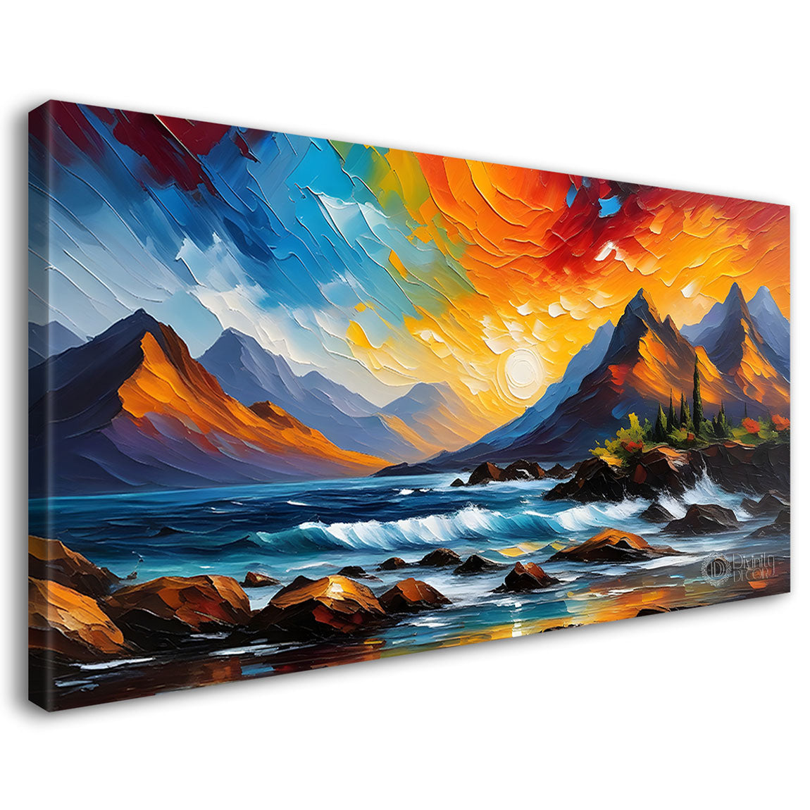 Mountains with colorful with lake painting Canvas Painting - Nature Art -652