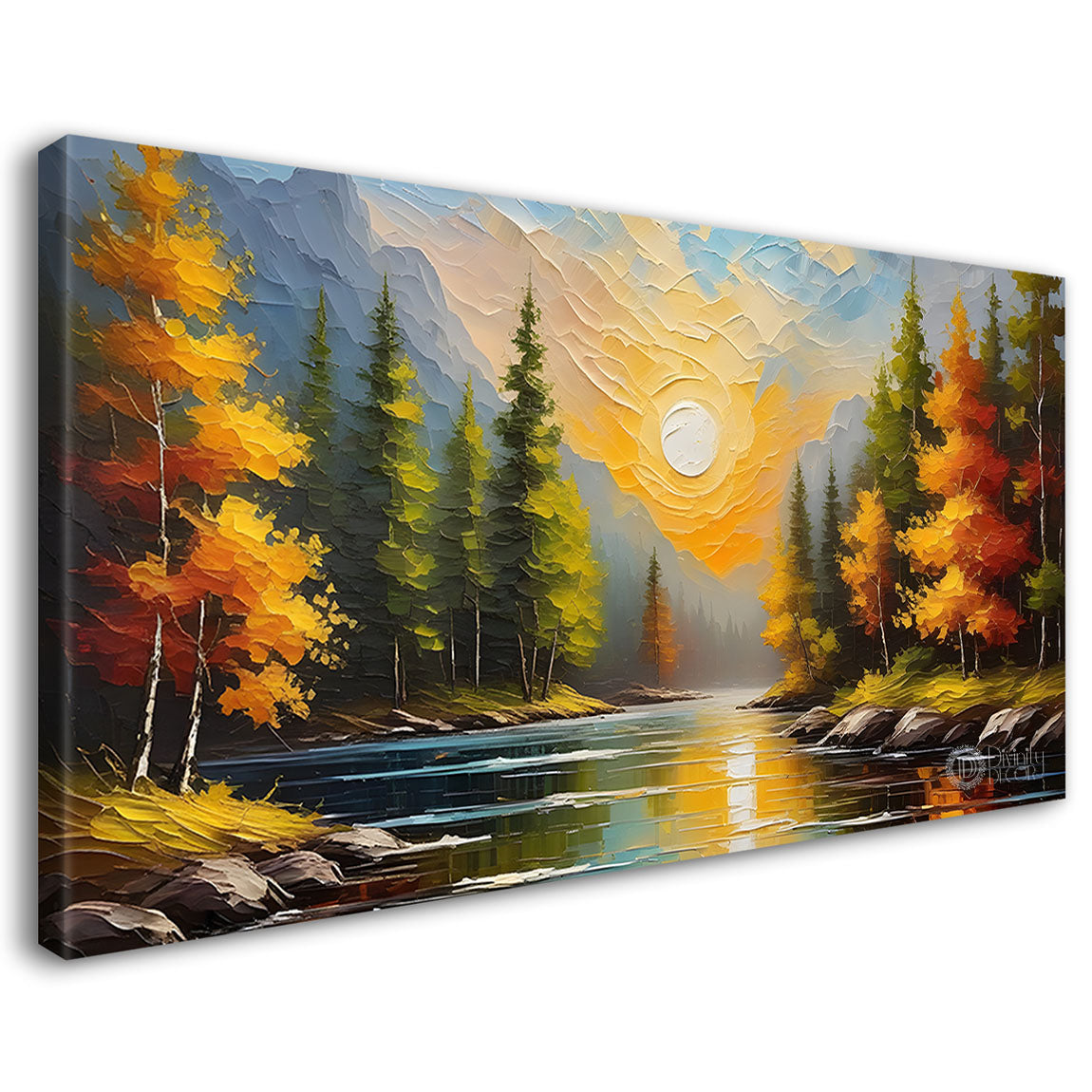 Trees with lake painting Canvas Painting - Nature Art -655