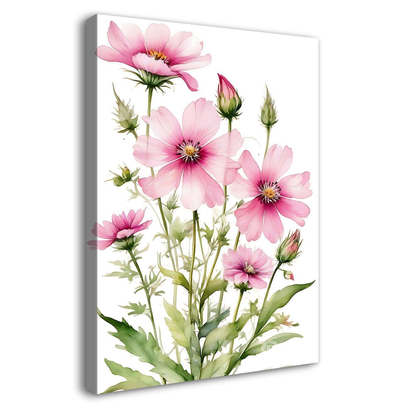 Pink flowers in grey textured background  - Flower-V-658