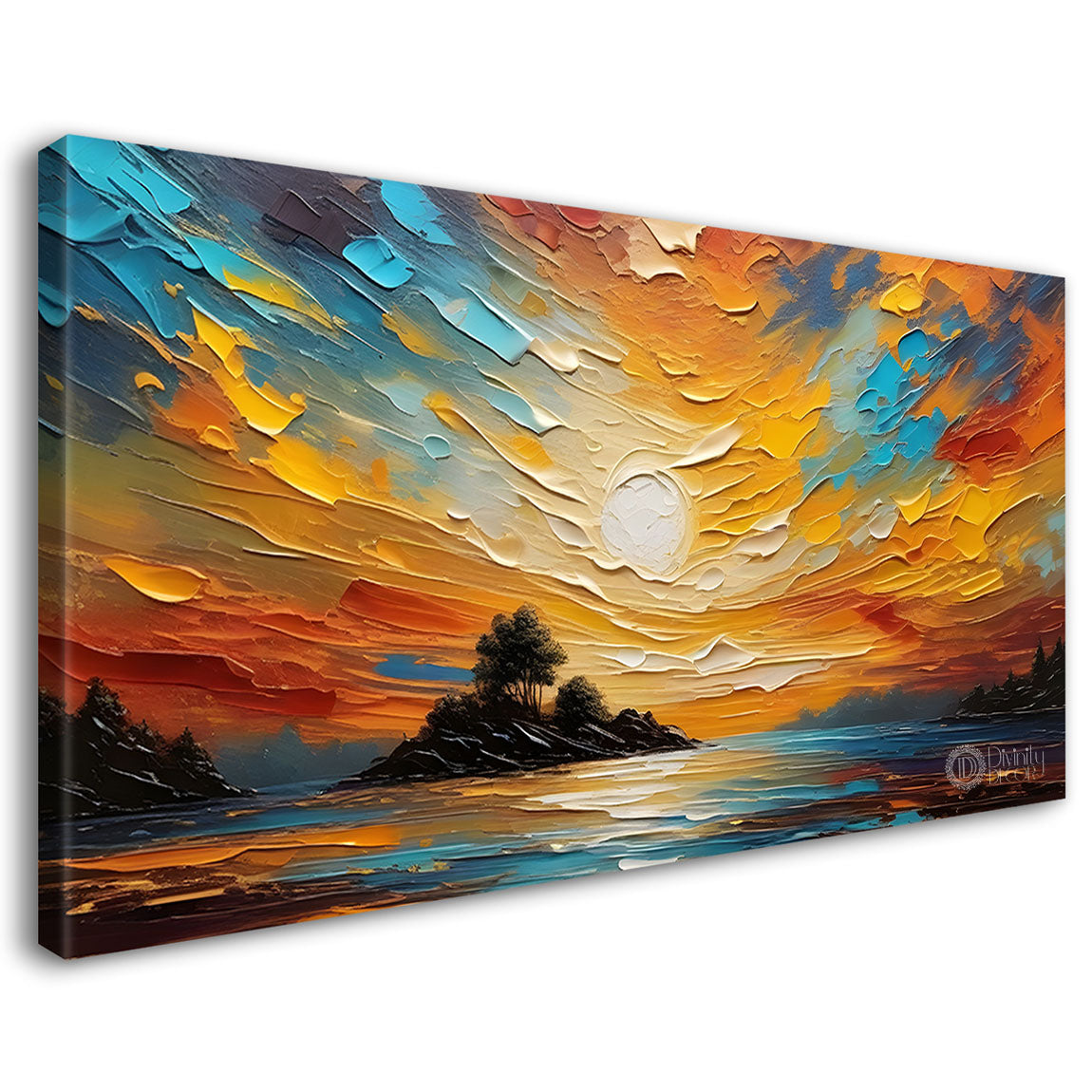 Colorful sky with lake painting Canvas Painting - Nature Art -659