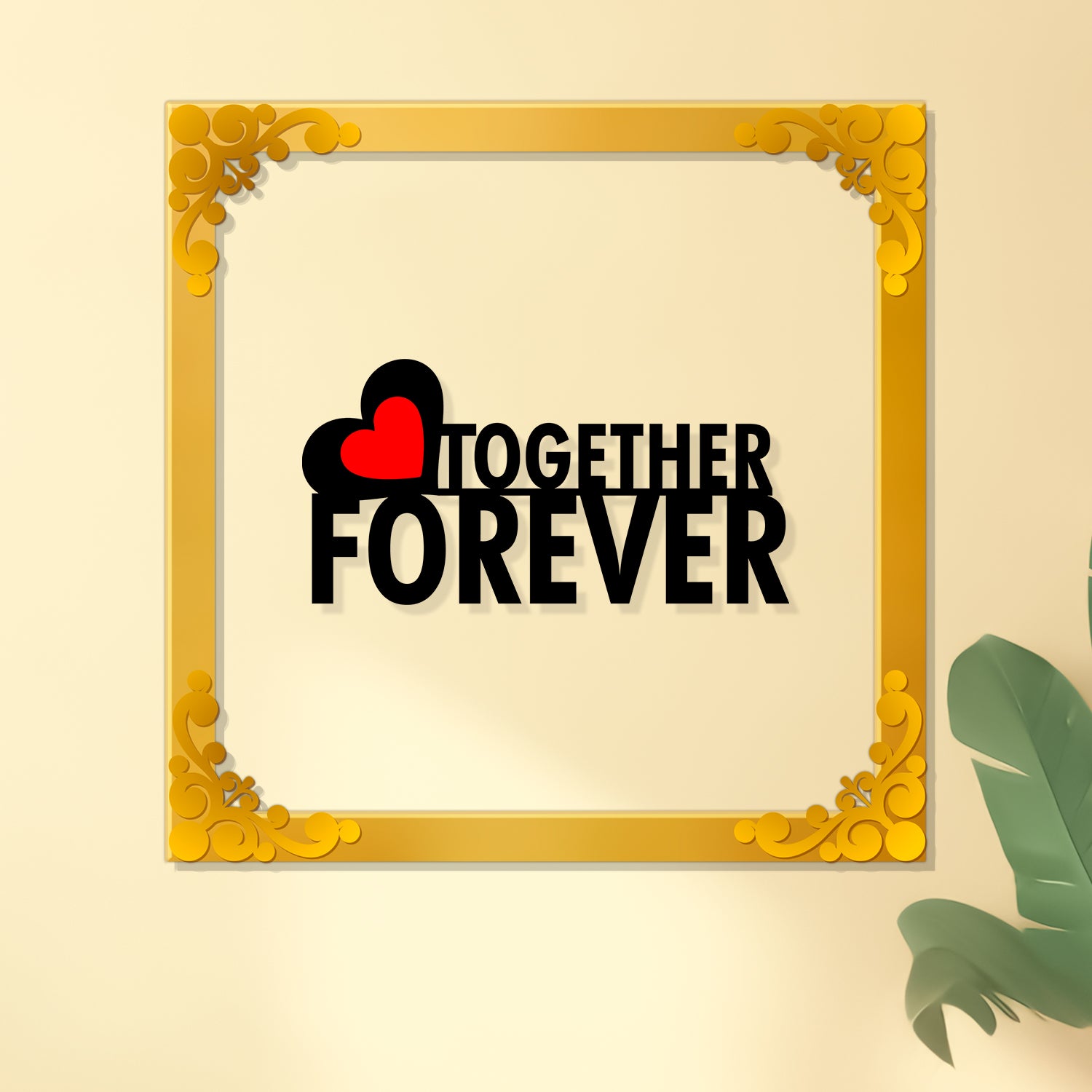 Together forever Golden Plaque for Gifting, Wall Decor Clear UV print with Golden Border-65